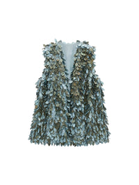 Gilet détail feuilles vertes - Azzurro Cangiante Salvia