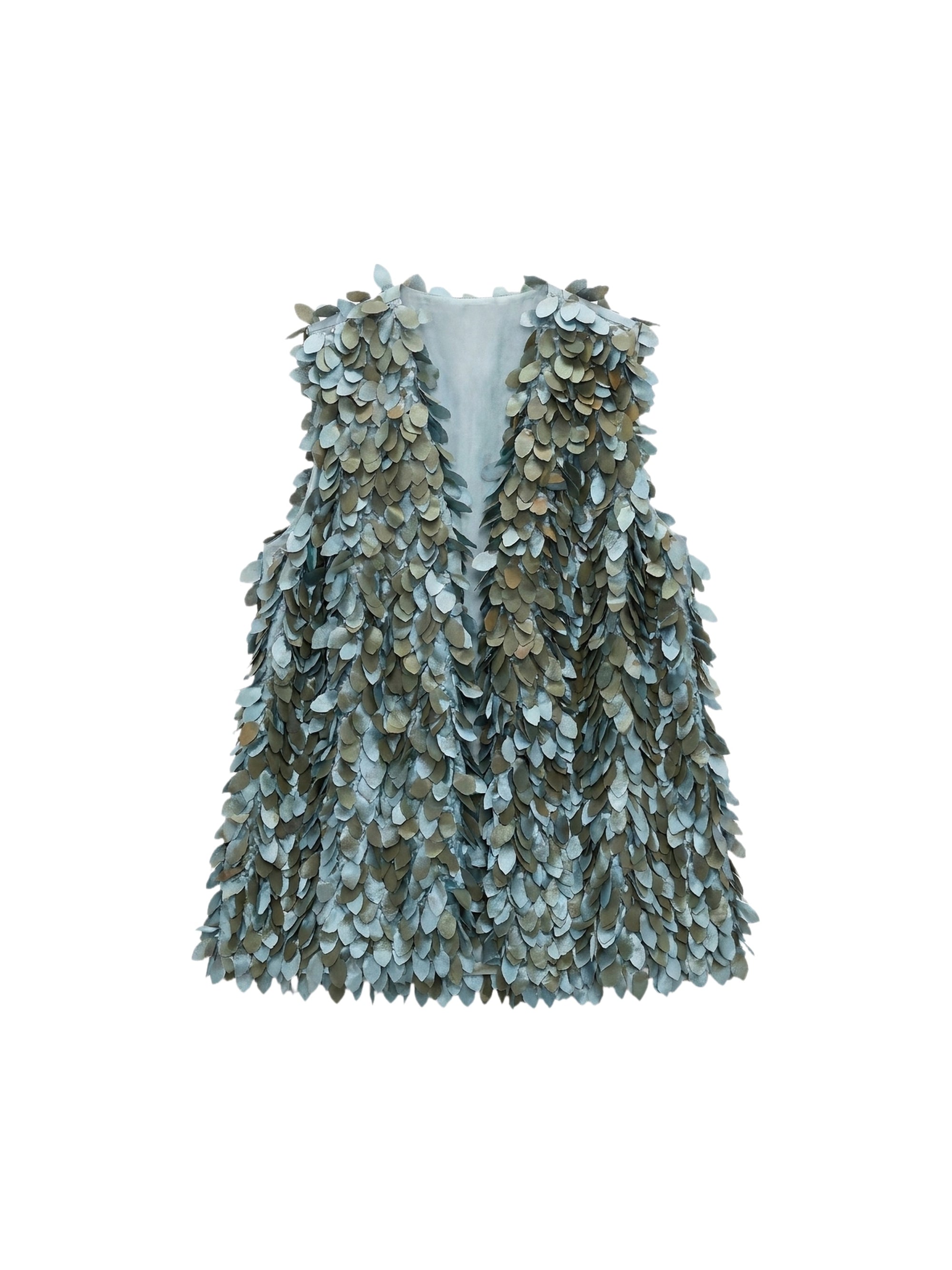 Gilet détail feuilles vertes - Azzurro Cangiante Salvia