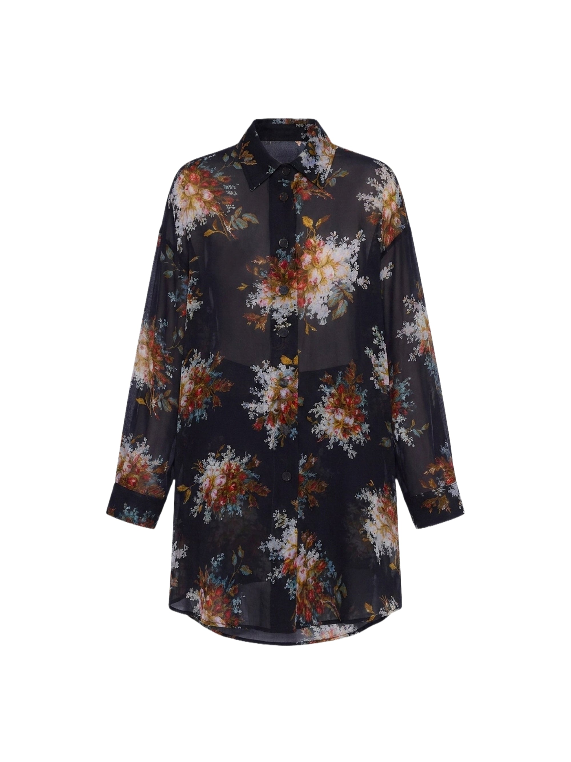 Chemise longue en georgette - Nero Fantasia