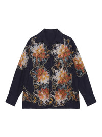 Chemise de basee avec insertions imprimé bouquet - Nero