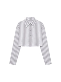 Chemise crop à rayures et strass - Avorio Fantasia Argento