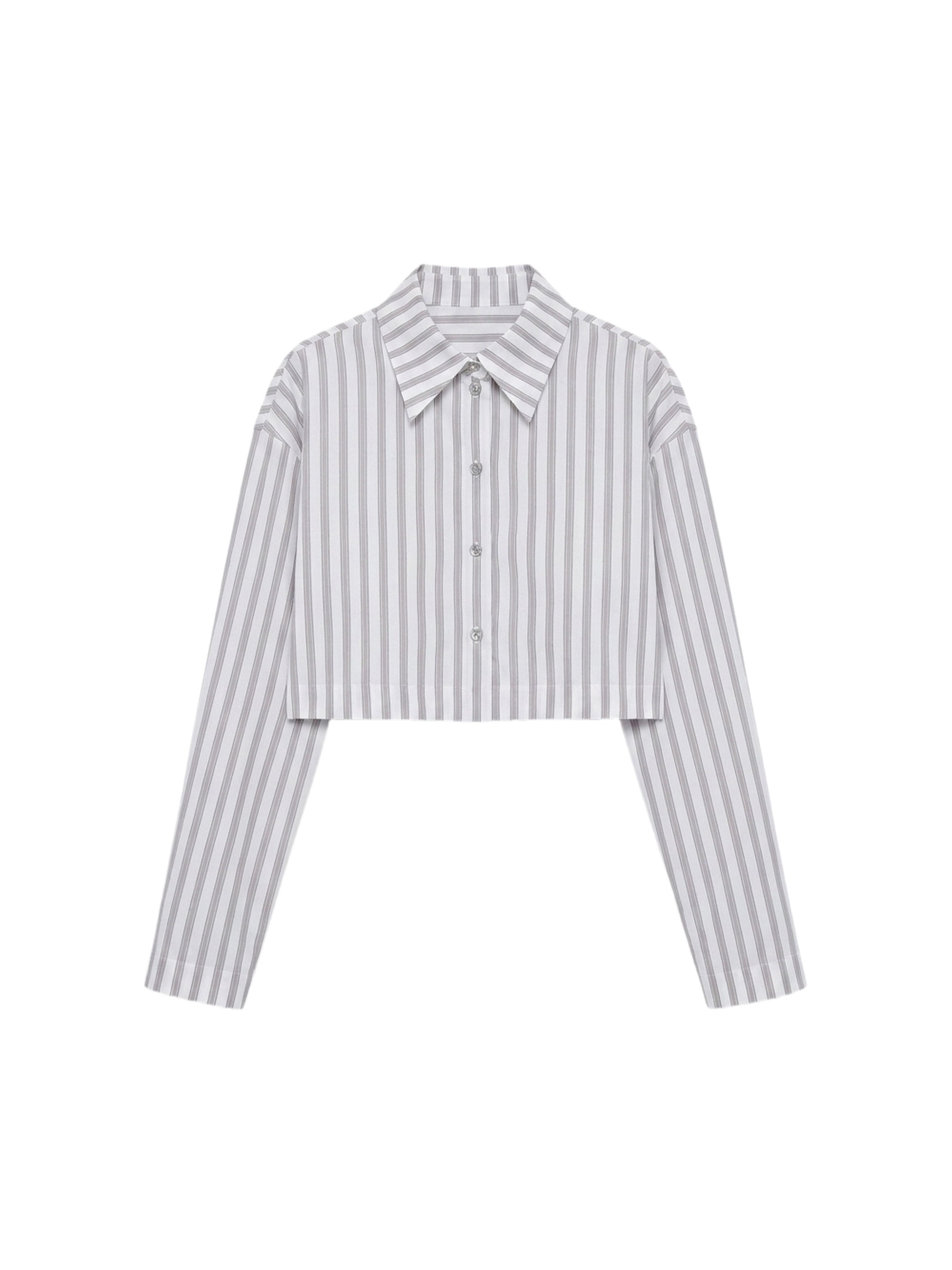 Chemise crop à rayures et strass - Avorio Fantasia Argento