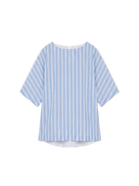 Blouse oversize manches courtes à rayures - Azzurro & Bianco