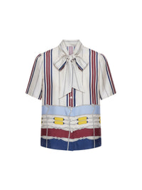 Chemise manches courtes nœud au col en soie - Avorio Fantasia