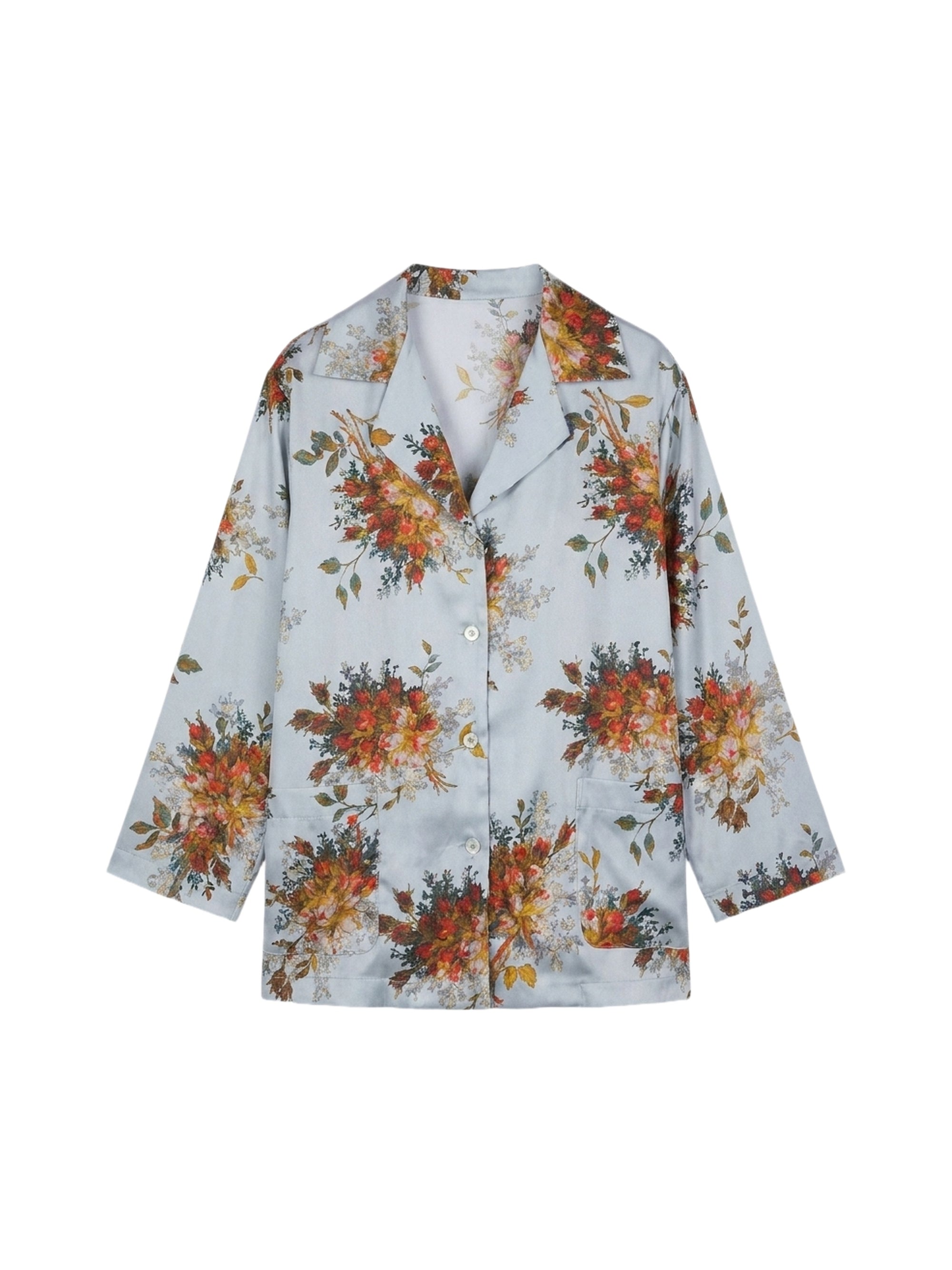 Chemise décolletée en V avec boutons - Azzurro Fantasia