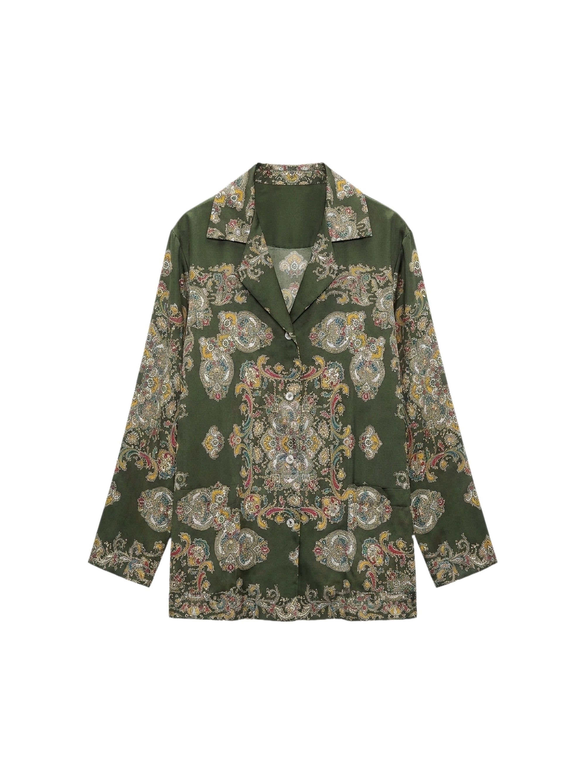 Chemise décolletée en V avec boutons - Verde Fantasia