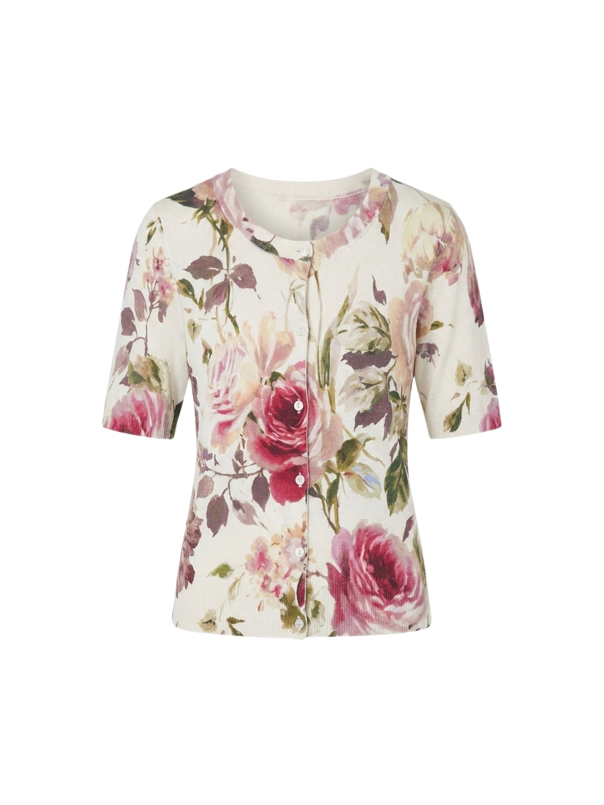Cardigan manches courtes imprimés - Crema Rosa