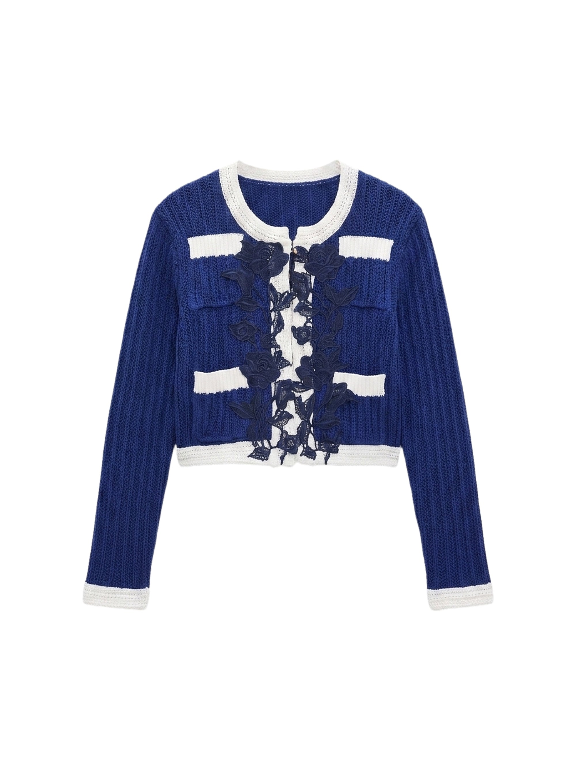 Cardigan en tweed - Blu & Avorio