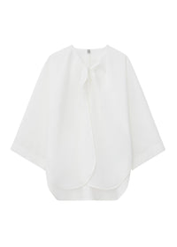 Blouse à encolure nouée - White