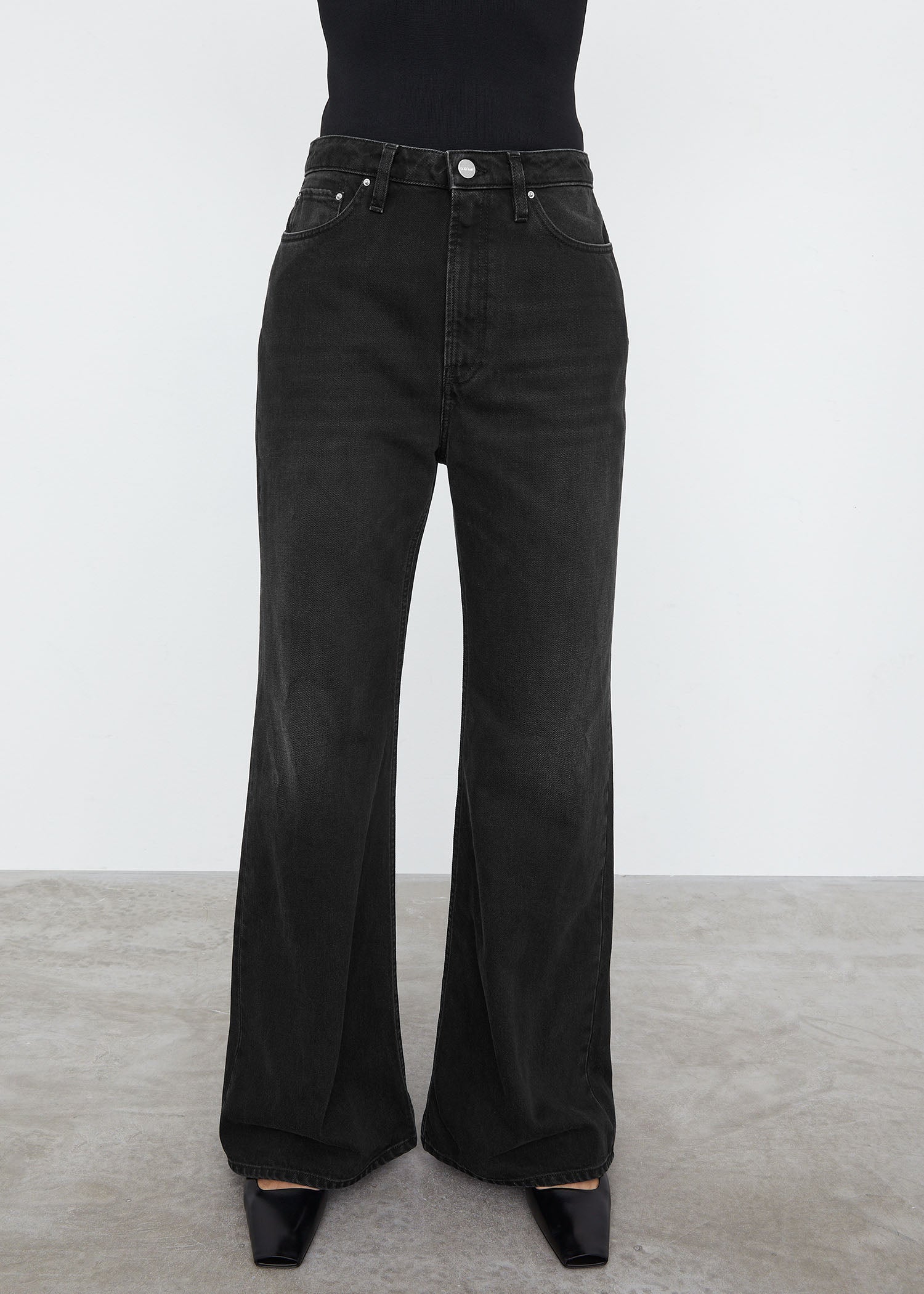 Pantalon flare à pattes d'oie en denim - Faded Black