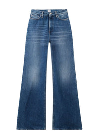 Pantalon coupe boot leg en denim - Mid Blue