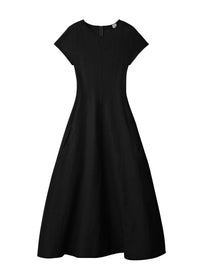 Robe longue extensible en lin - Black