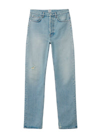 Jean coupe ample en coton biologique - Distressed Light Blue