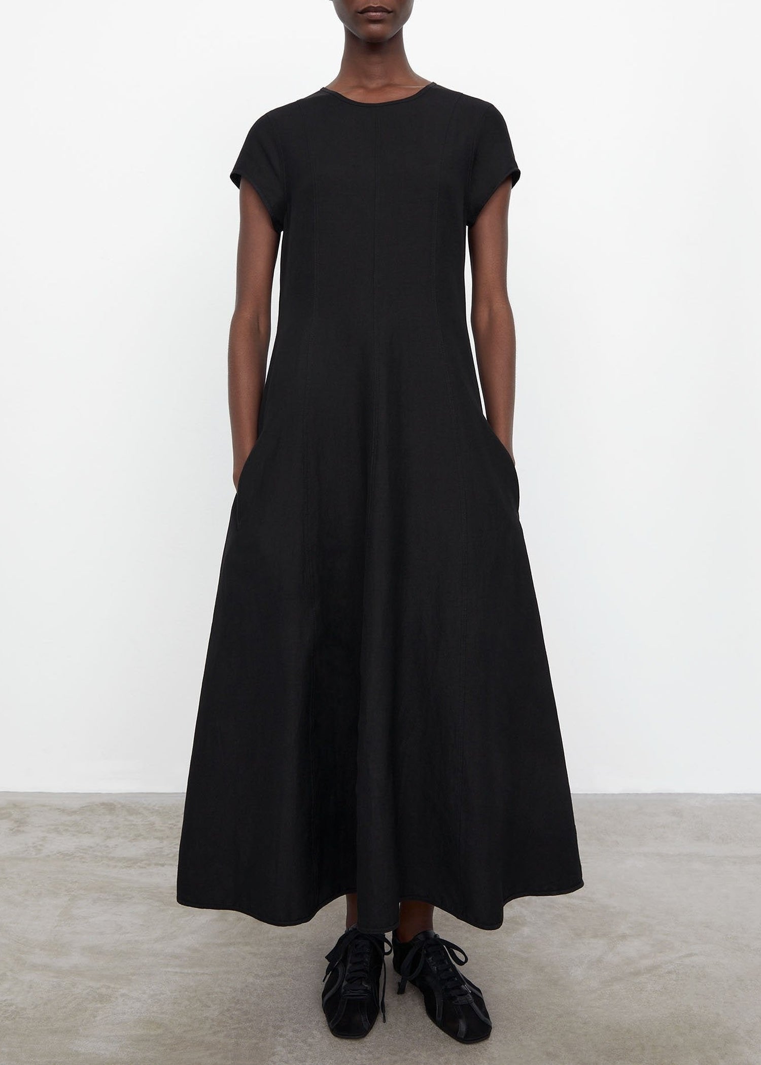 Robe longue extensible en lin - Black