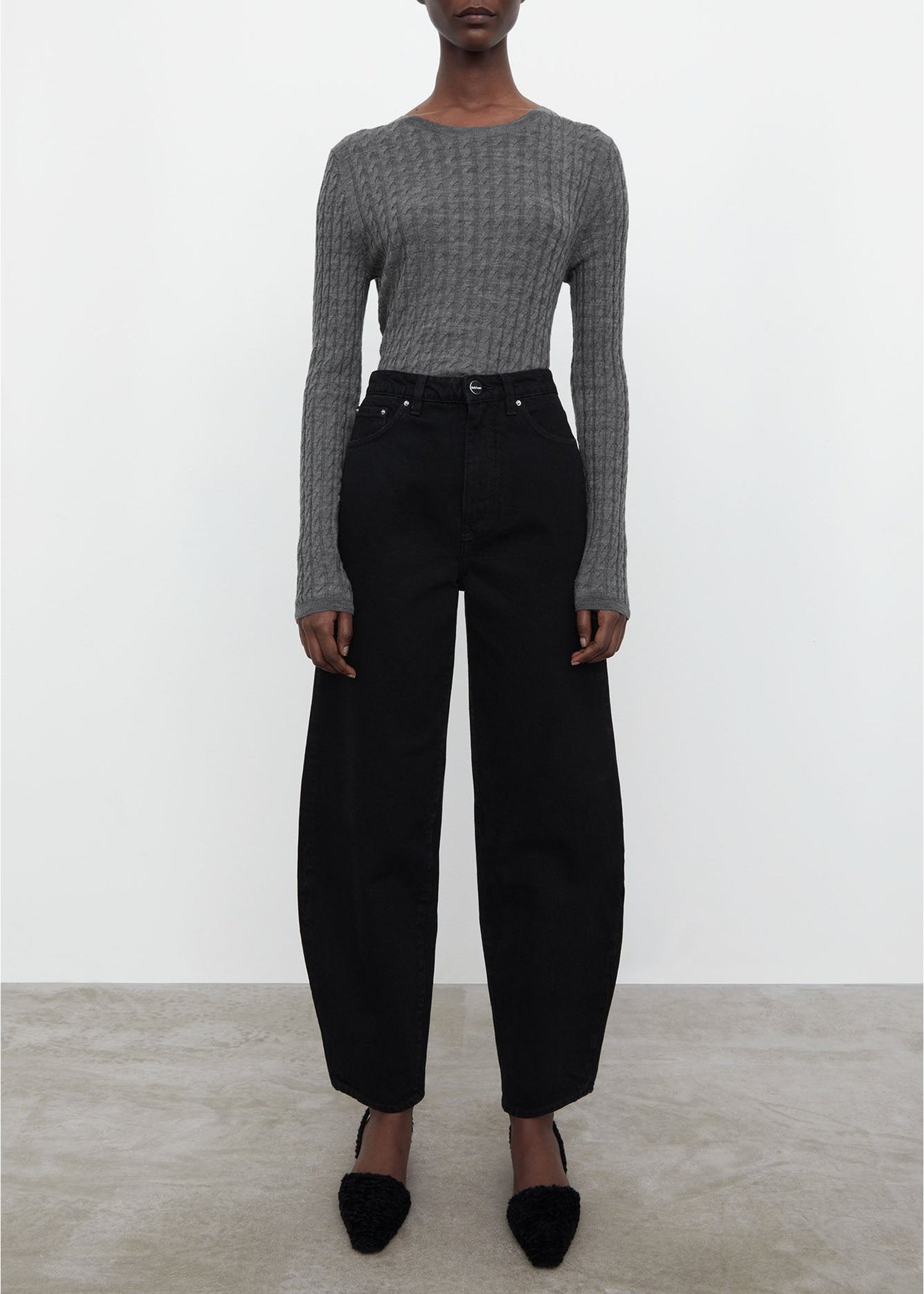 Pantalon à pattes de baril en denim - Black