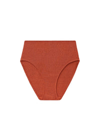 Bas de bikini taille haute à smocks - Burnt Orange