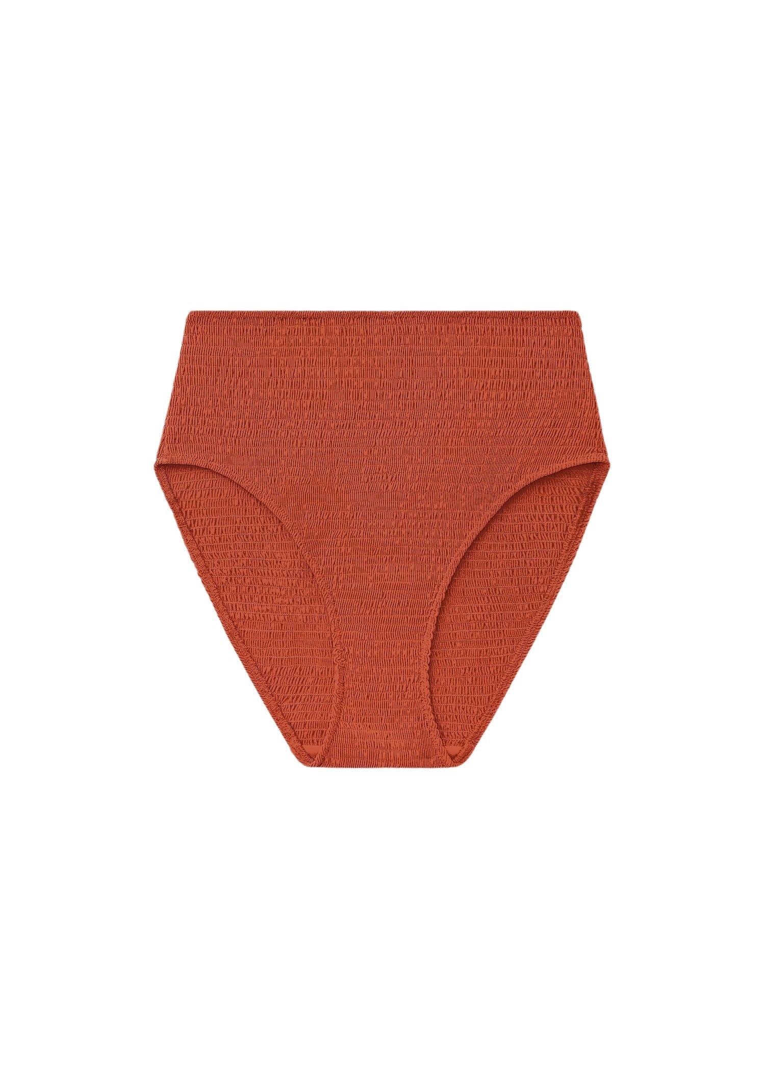 Bas de bikini taille haute à smocks - Burnt Orange