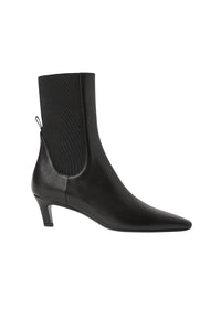 MID HEELED BOOT, CALF LEATHER WITH ELASTIC AT SIDE