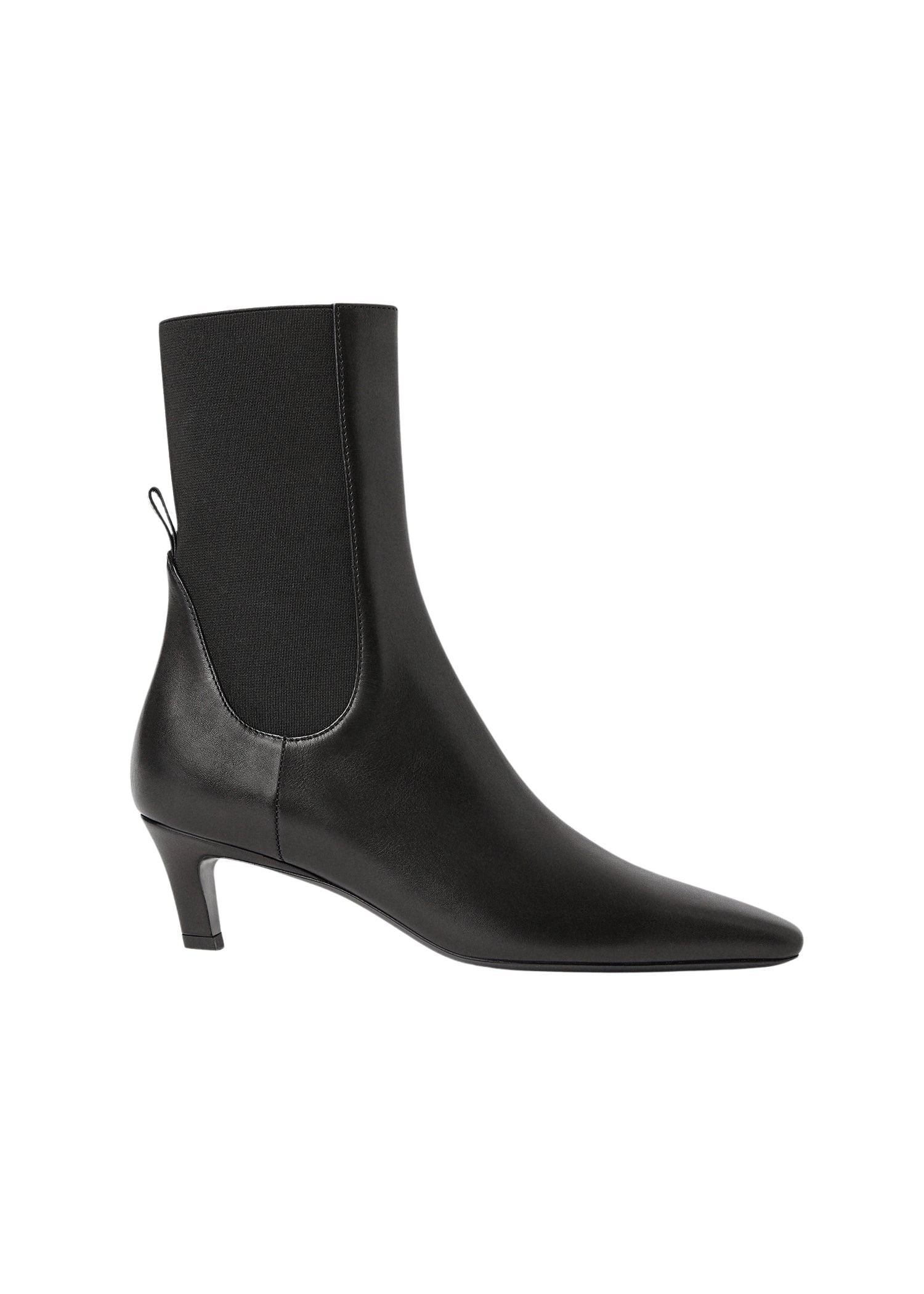 MID HEELED BOOT, CALF LEATHER WITH ELASTIC AT SIDE