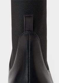 MID HEELED BOOT, CALF LEATHER WITH ELASTIC AT SIDE