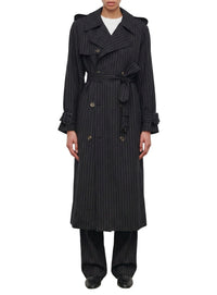 Trench coat en laine - Black Pinstripe