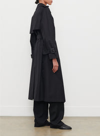Trench coat en laine - Black Pinstripe