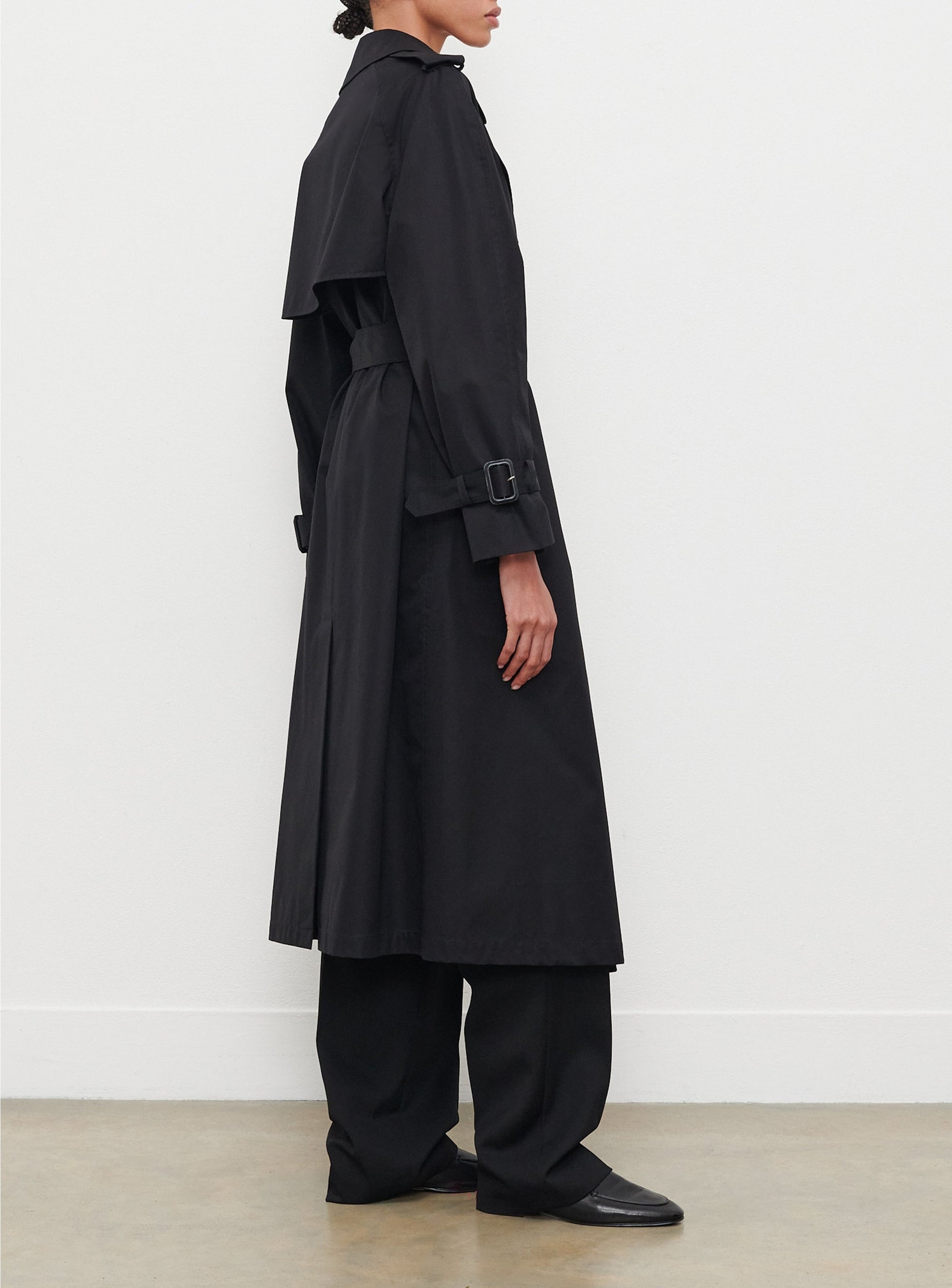 Trench coat en laine - Black Pinstripe