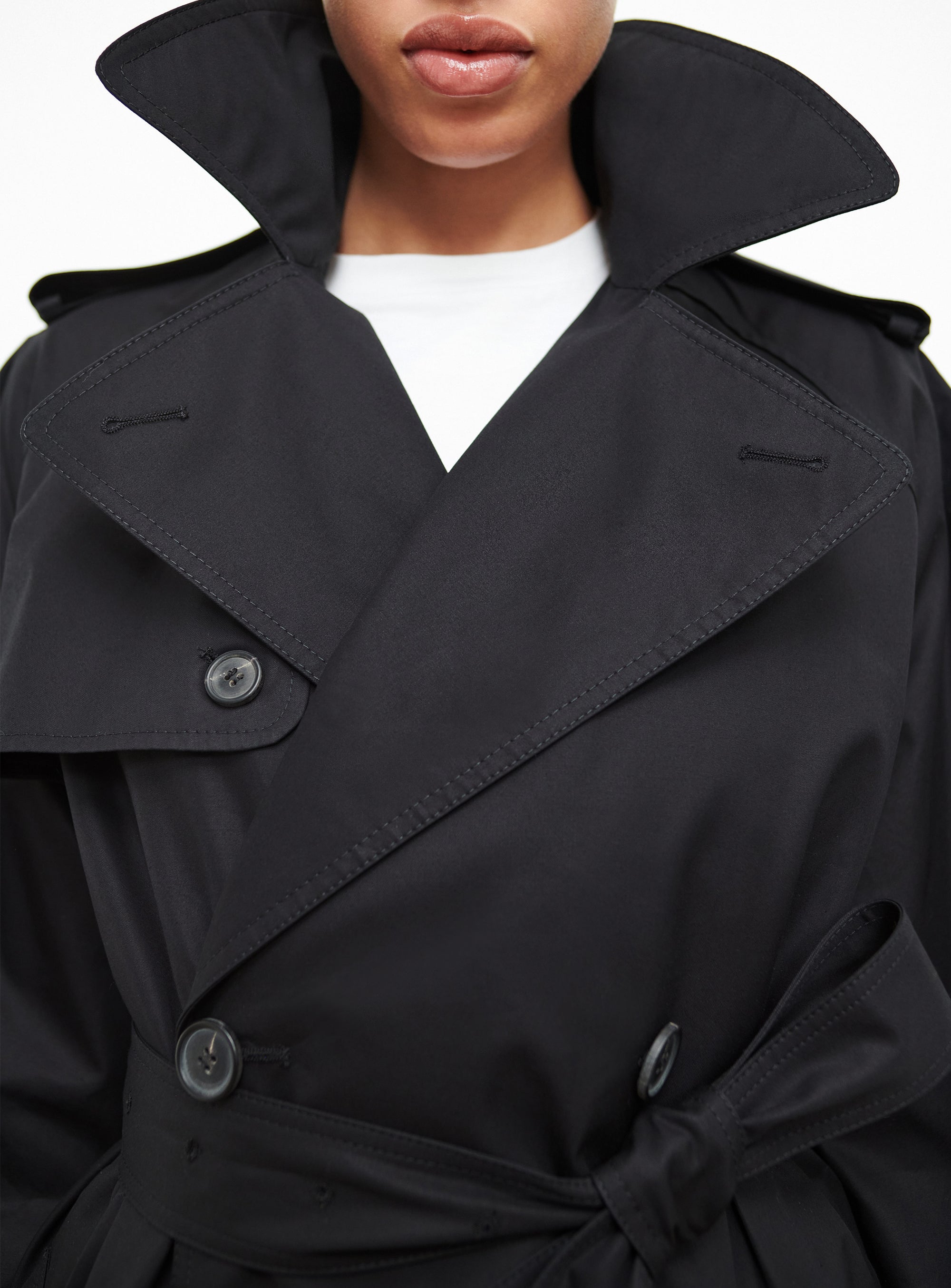 Trench coat en laine - Black Pinstripe