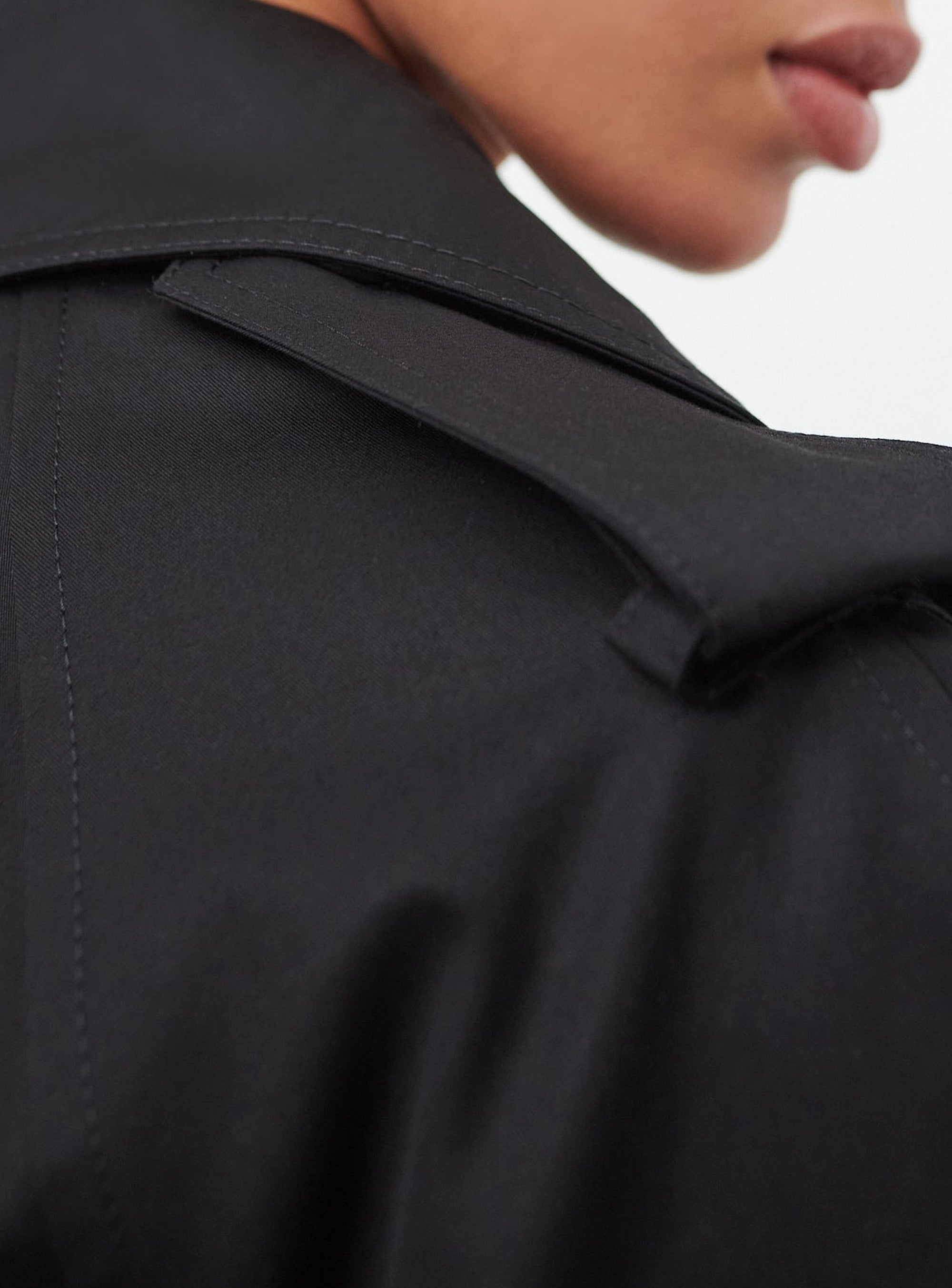 Trench coat en laine - Black Pinstripe