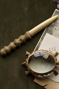 Turtle paper-knife in brass - Brown & White