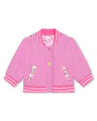 Blouson avec bord-côte rayé à l'encolure - Guimauve