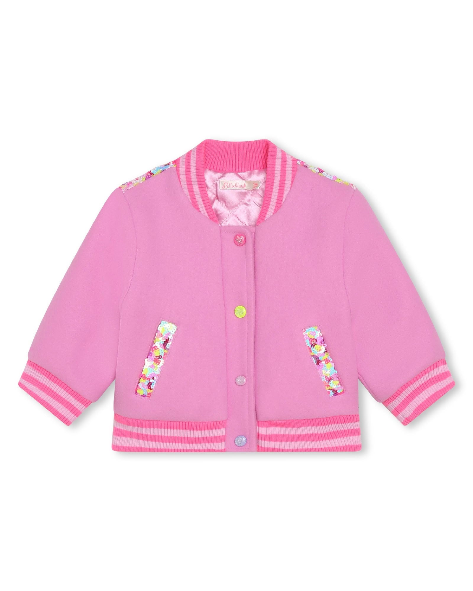 Blouson avec bord-côte rayé à l'encolure - Guimauve