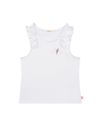 Cotton ruffled tank top - White