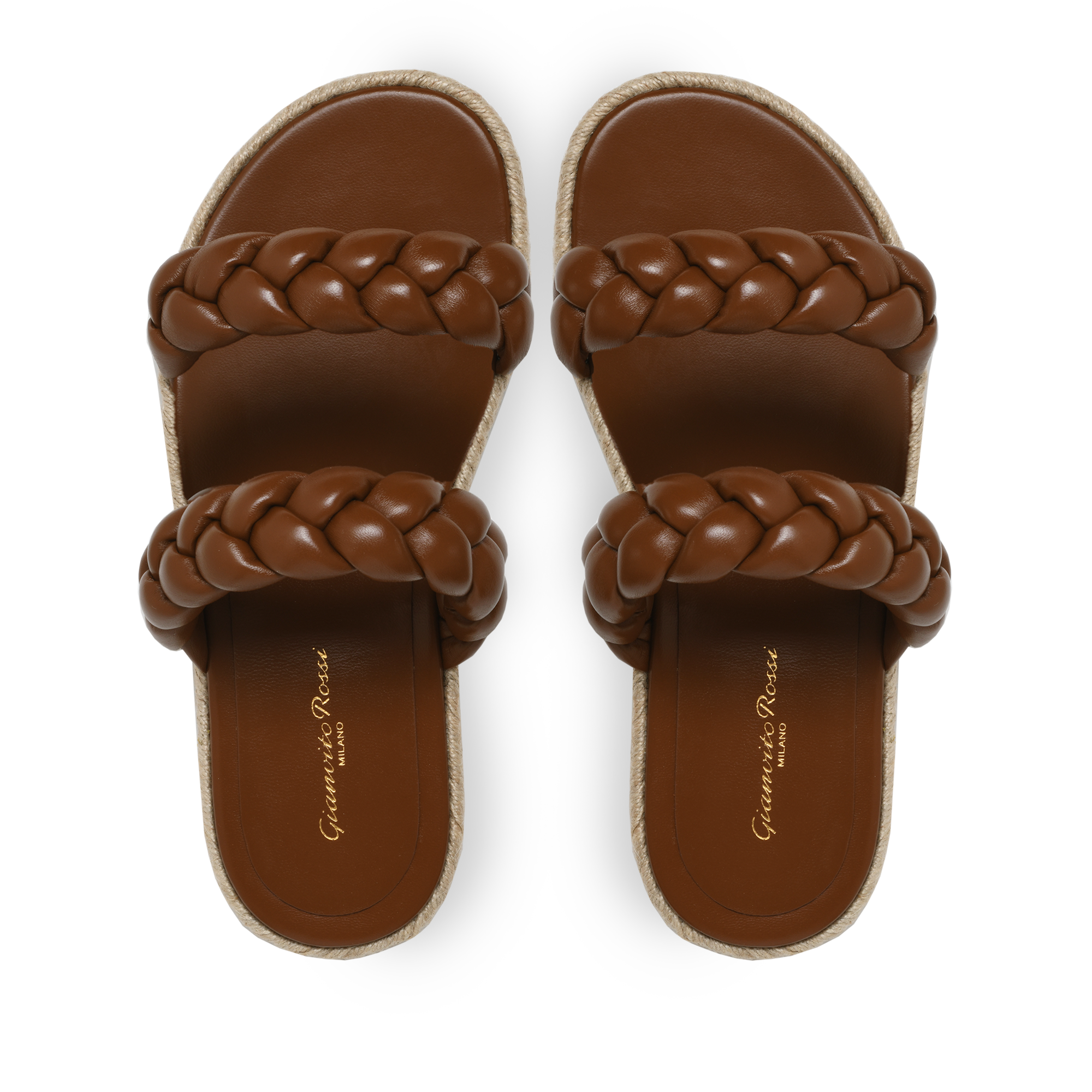 Sandales Achille en cuir lisse - Marron