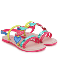 Heart sandals in leather - Multicolor