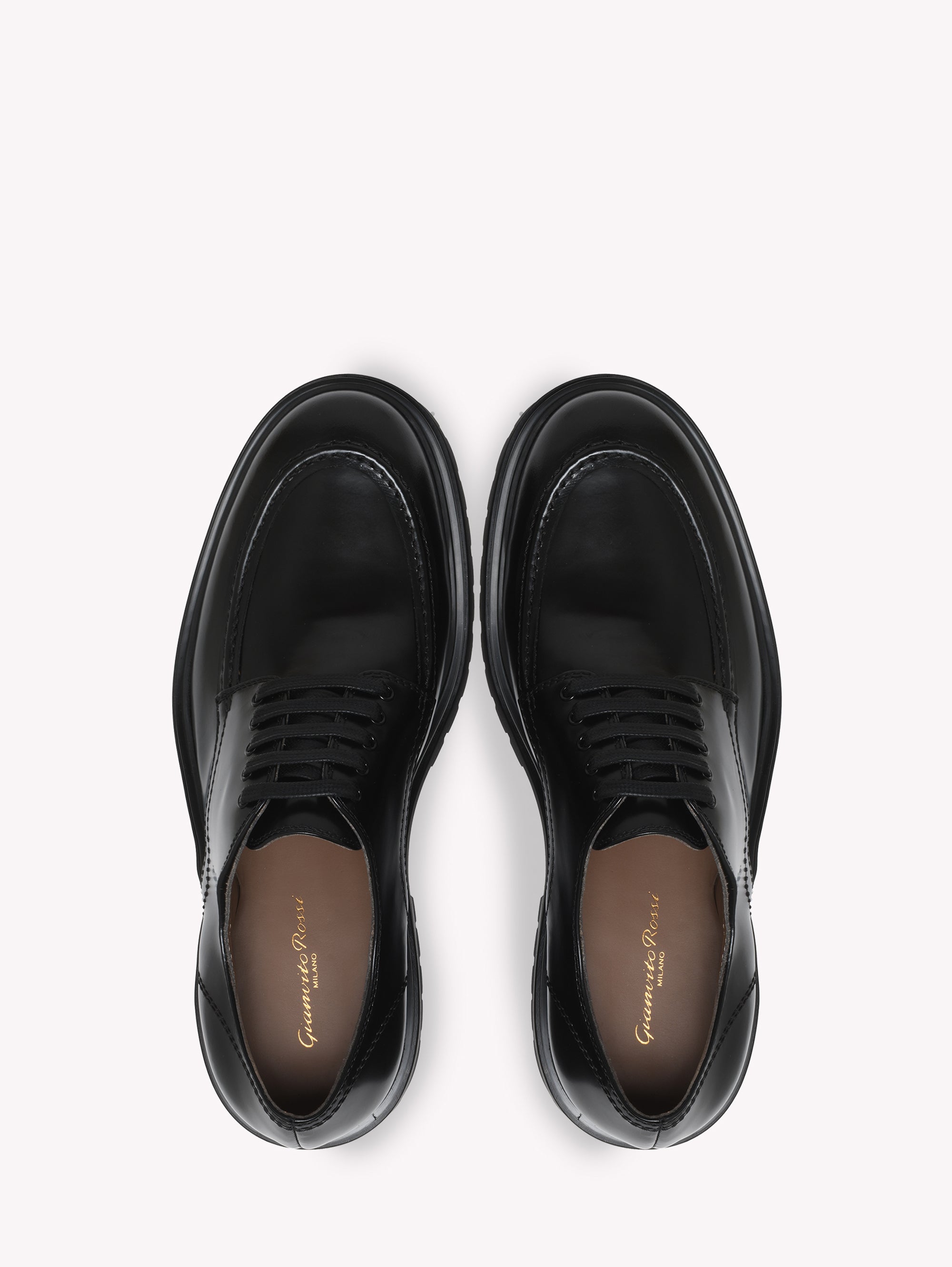Derbies Oxford Kirk en cuir lisse - Noir