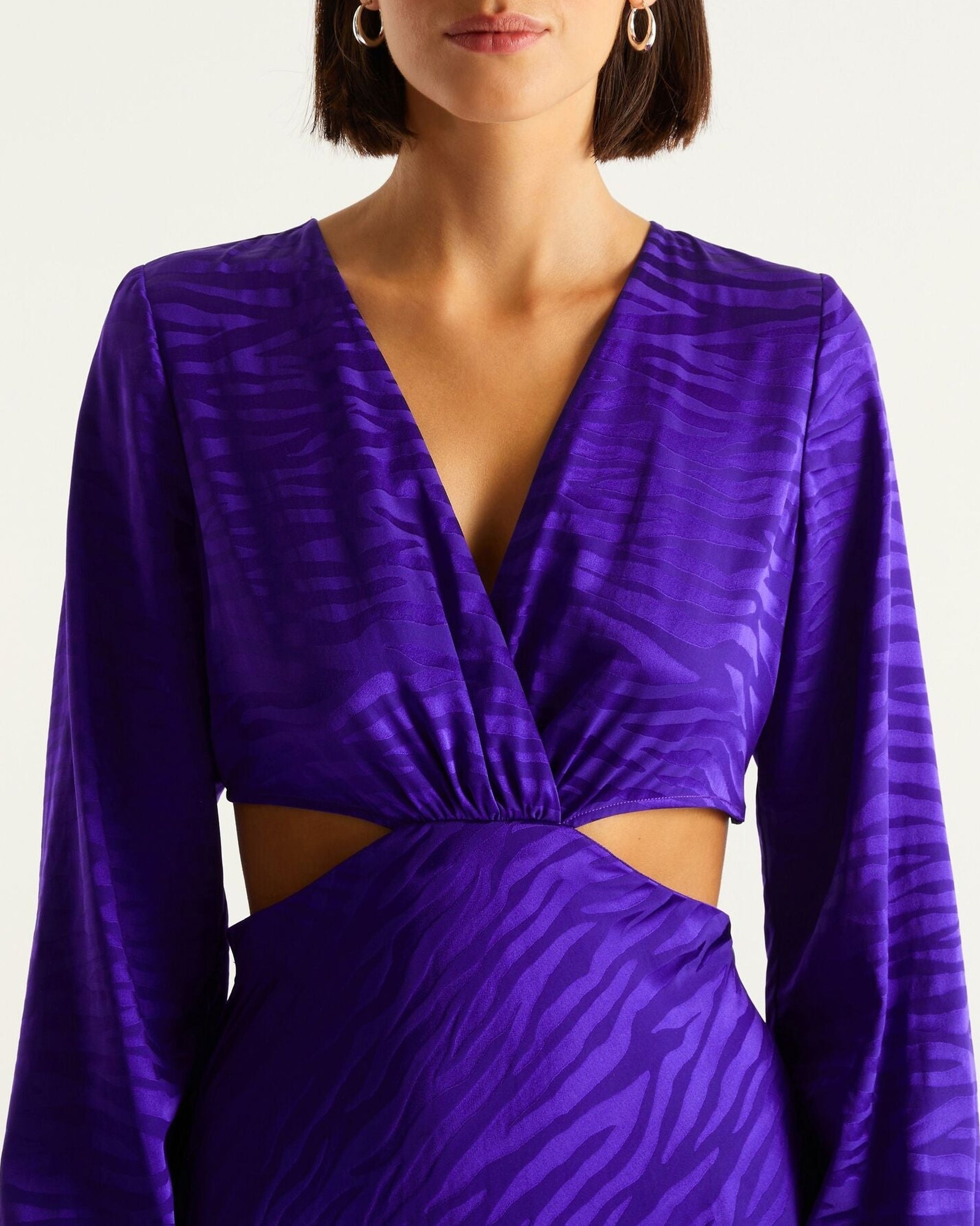 Robe longue Alma en soie - Purple Jacquard