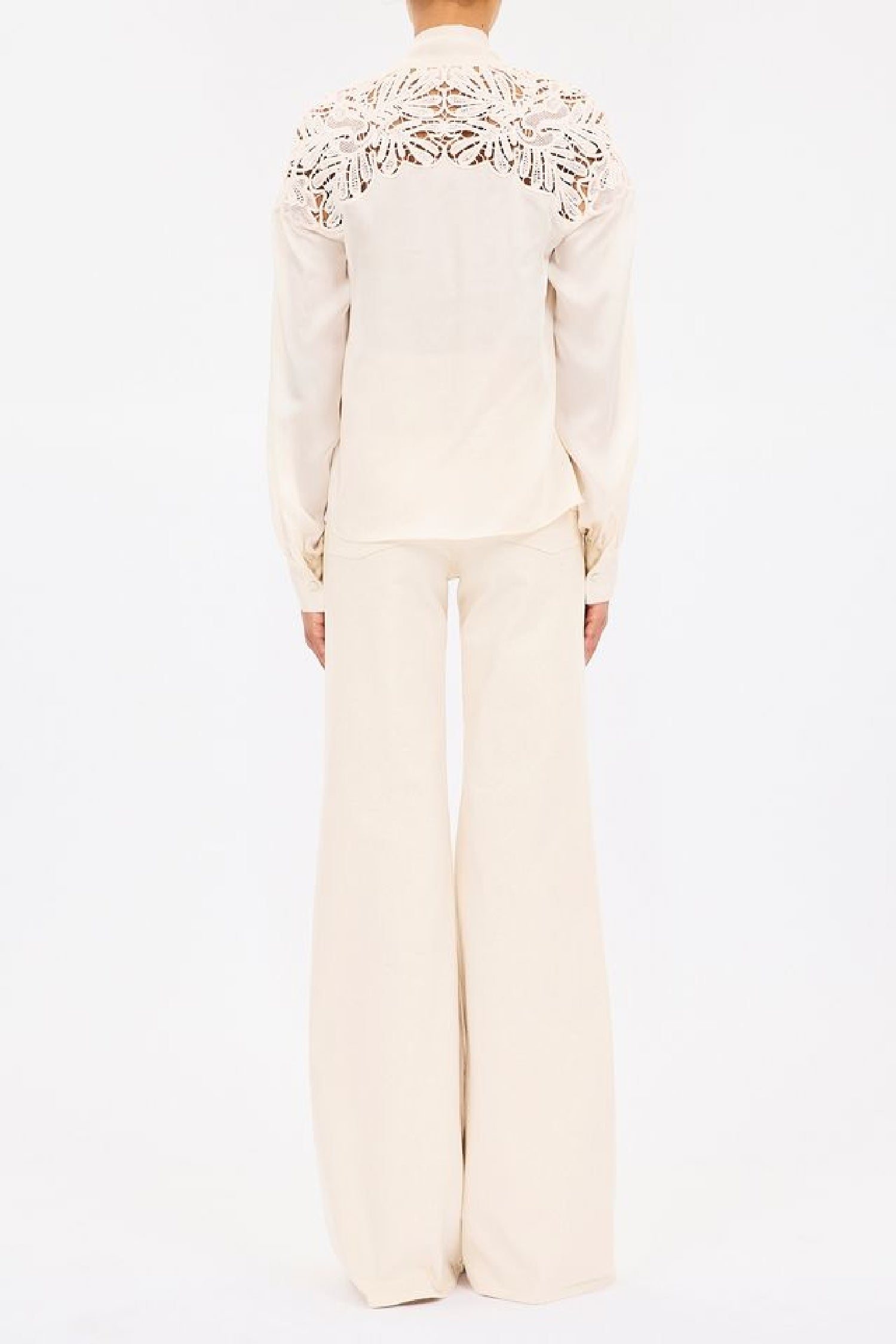 Blouse Lenora à manches longues en soie - Chalk