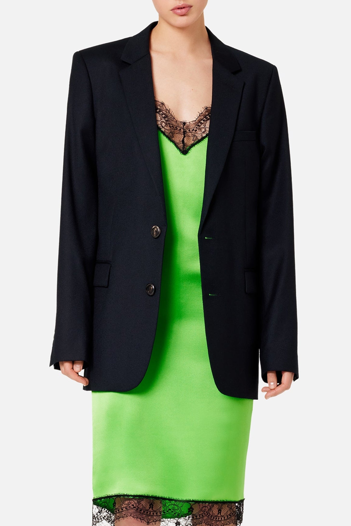 Veste deux boutons en laine - Black