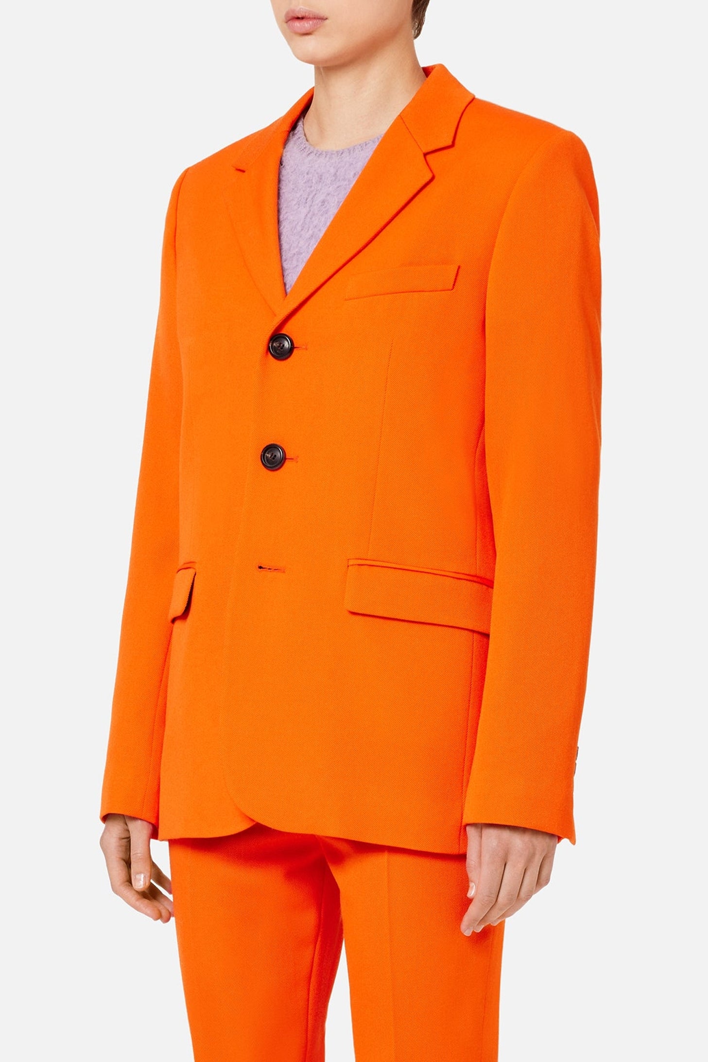 Veste trois boutons en laine - Orange