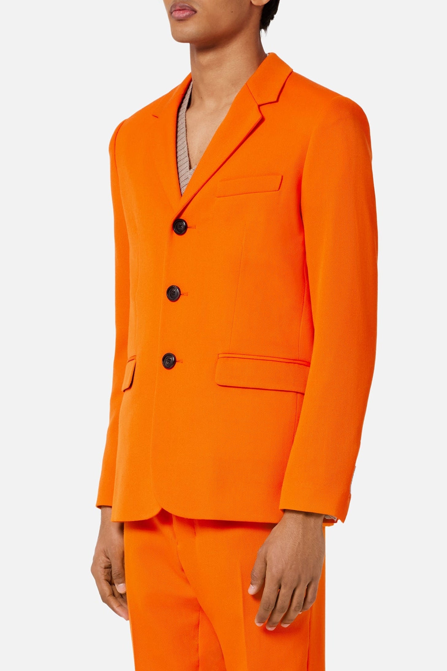 Veste trois boutons en laine - Orange
