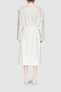 Regenerated Household Linen Long Coat - Blanc
