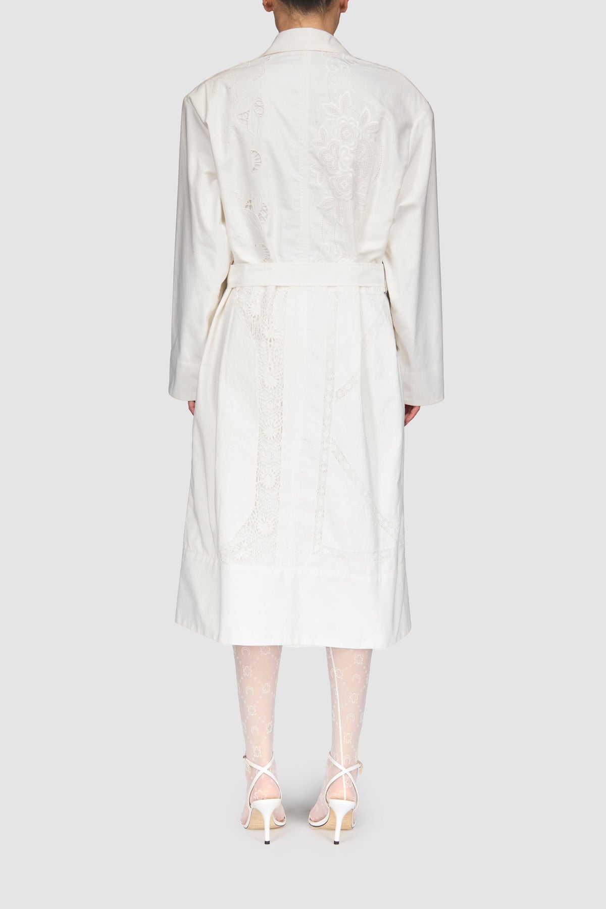 Regenerated Household Linen Long Coat - Blanc