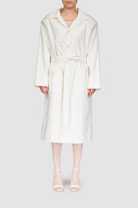 Regenerated Household Linen Long Coat - Blanc