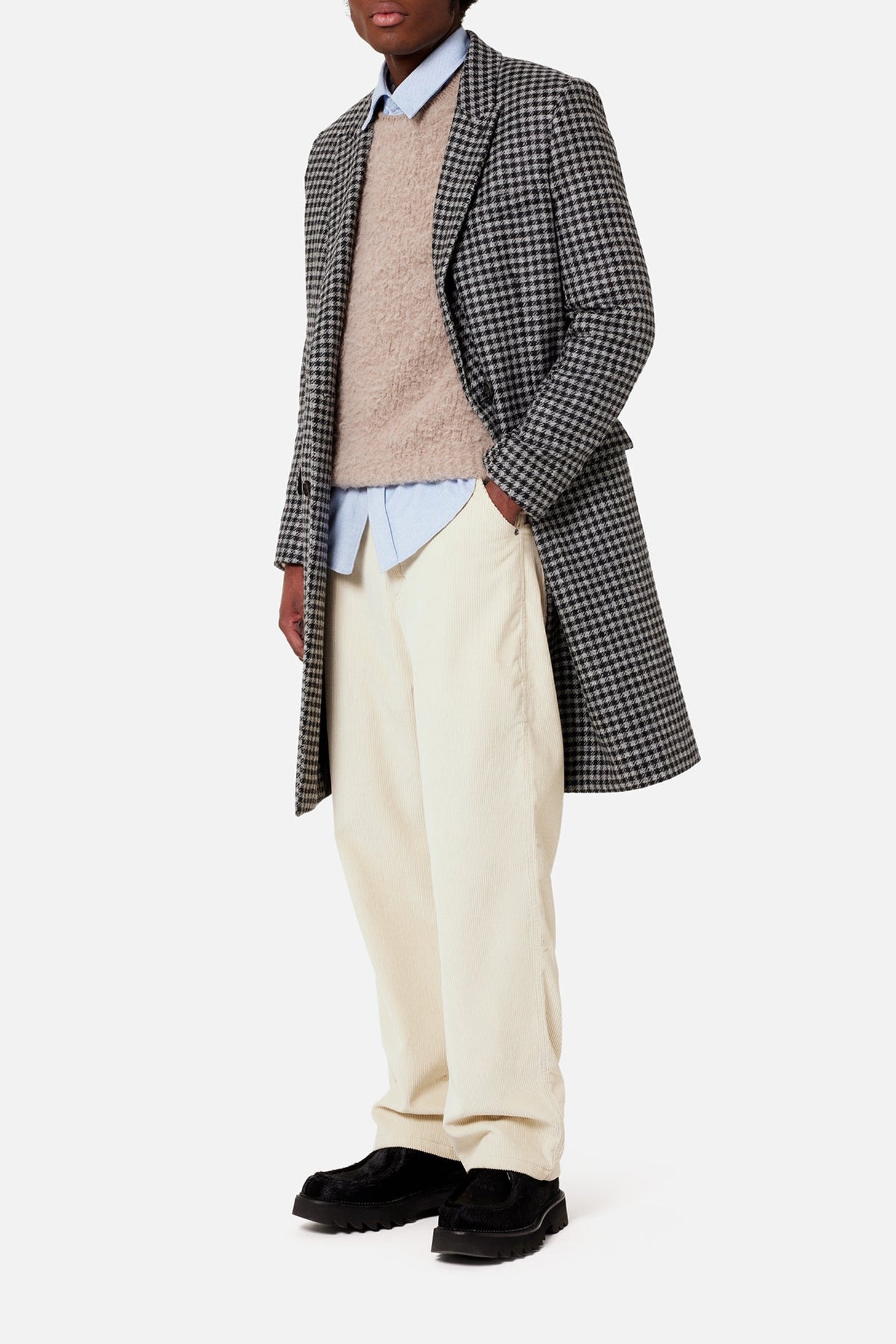 Manteau double boutonnage en laine - Grey & Black