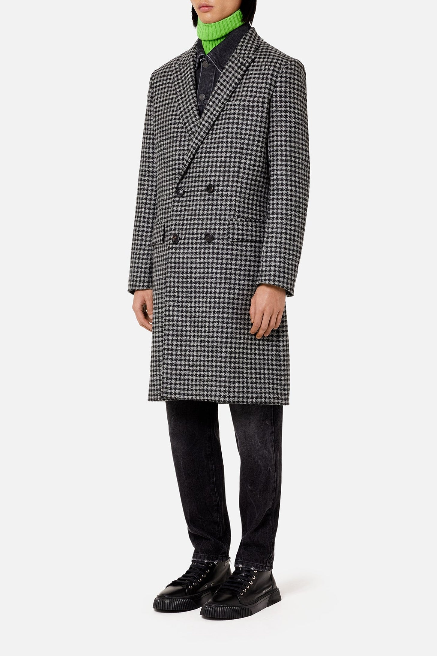 Manteau double boutonnage en laine - Grey & Black