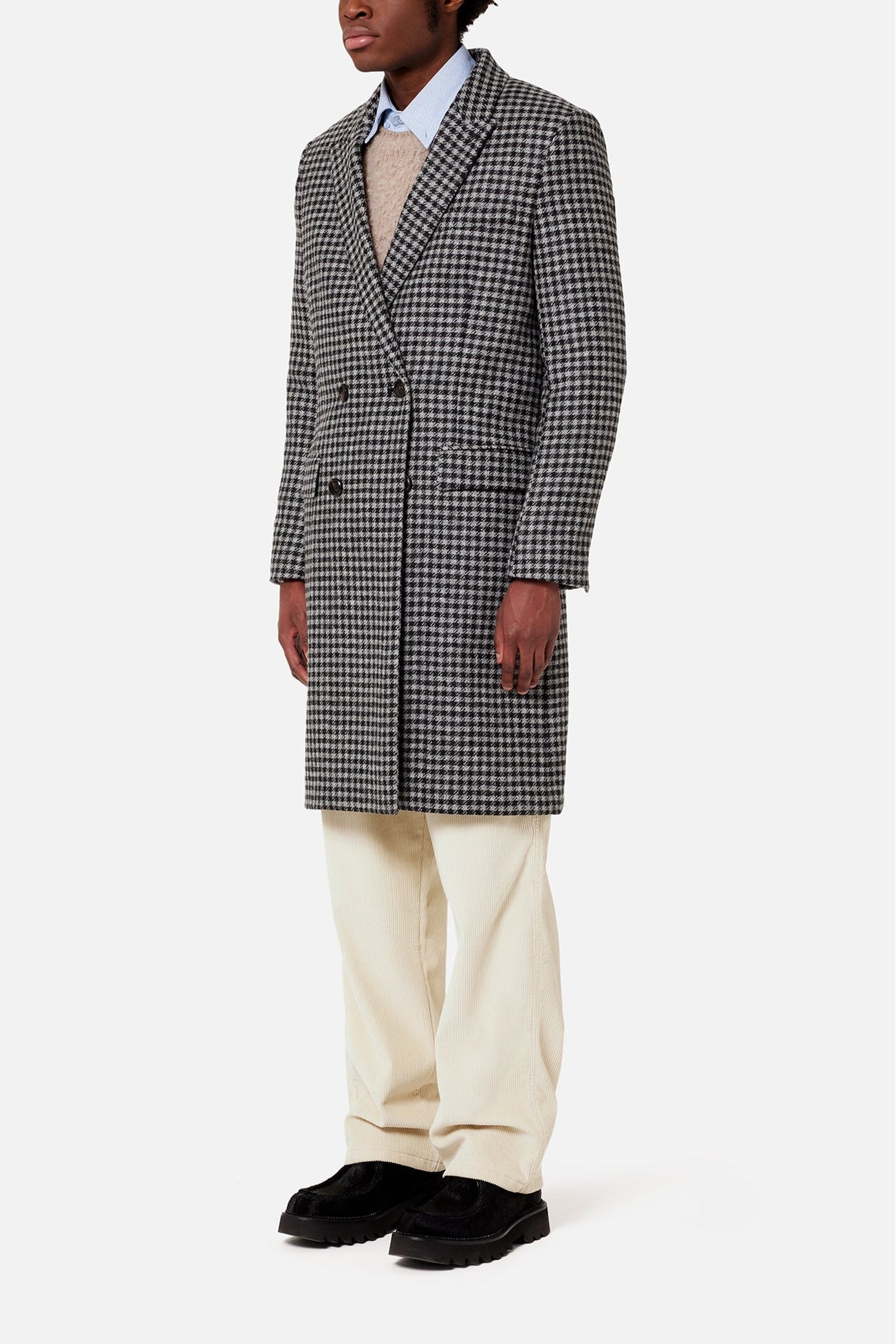 Manteau double boutonnage en laine - Grey & Black