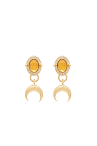 Orange Crystals & Moon Earrings - Or