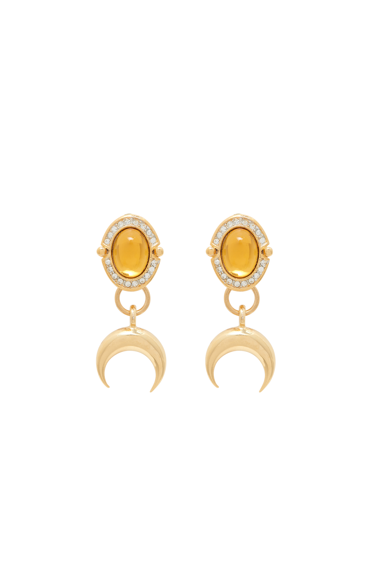 Orange Crystals & Moon Earrings - Or