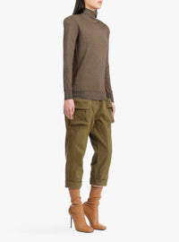 Wool funnel neck sweater - Khaki